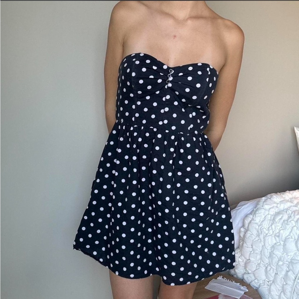 Polka Dot Strapless Dress